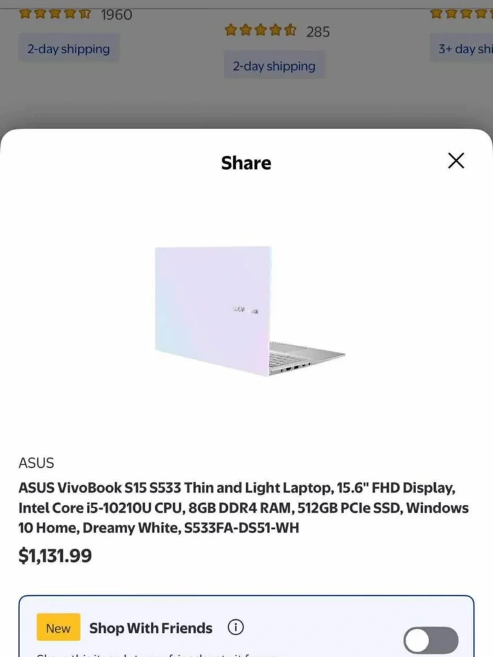 ASUS VivoBook Dreamy White Laptop